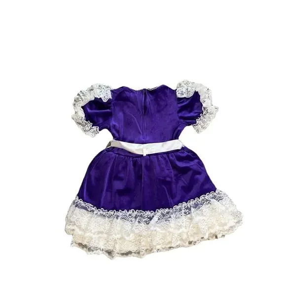 Vintage Classmate Fashions Velvet Purple Dress Ruffles Retro Kids Size 6